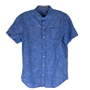 Arizona Jeans Shirt Boys Blue Button Down Cotton Short Sleeve Casual Shirt XL